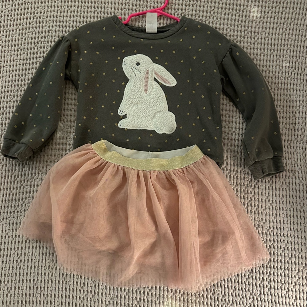 Carters 4t Rabbit sweater and skirt set.